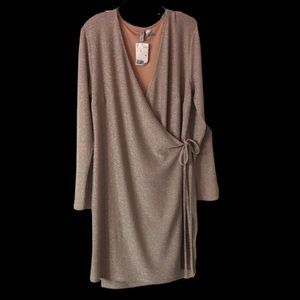 Champagne/ Gold Lame wrap dress. All occasion.
